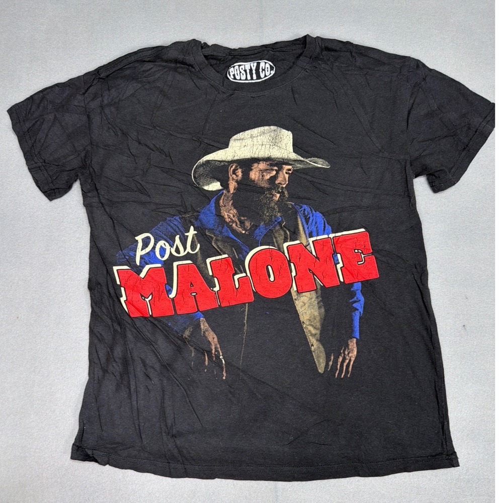 Post Malone Posty Co Cowboy Graphic T-Shirt Black Small 1211